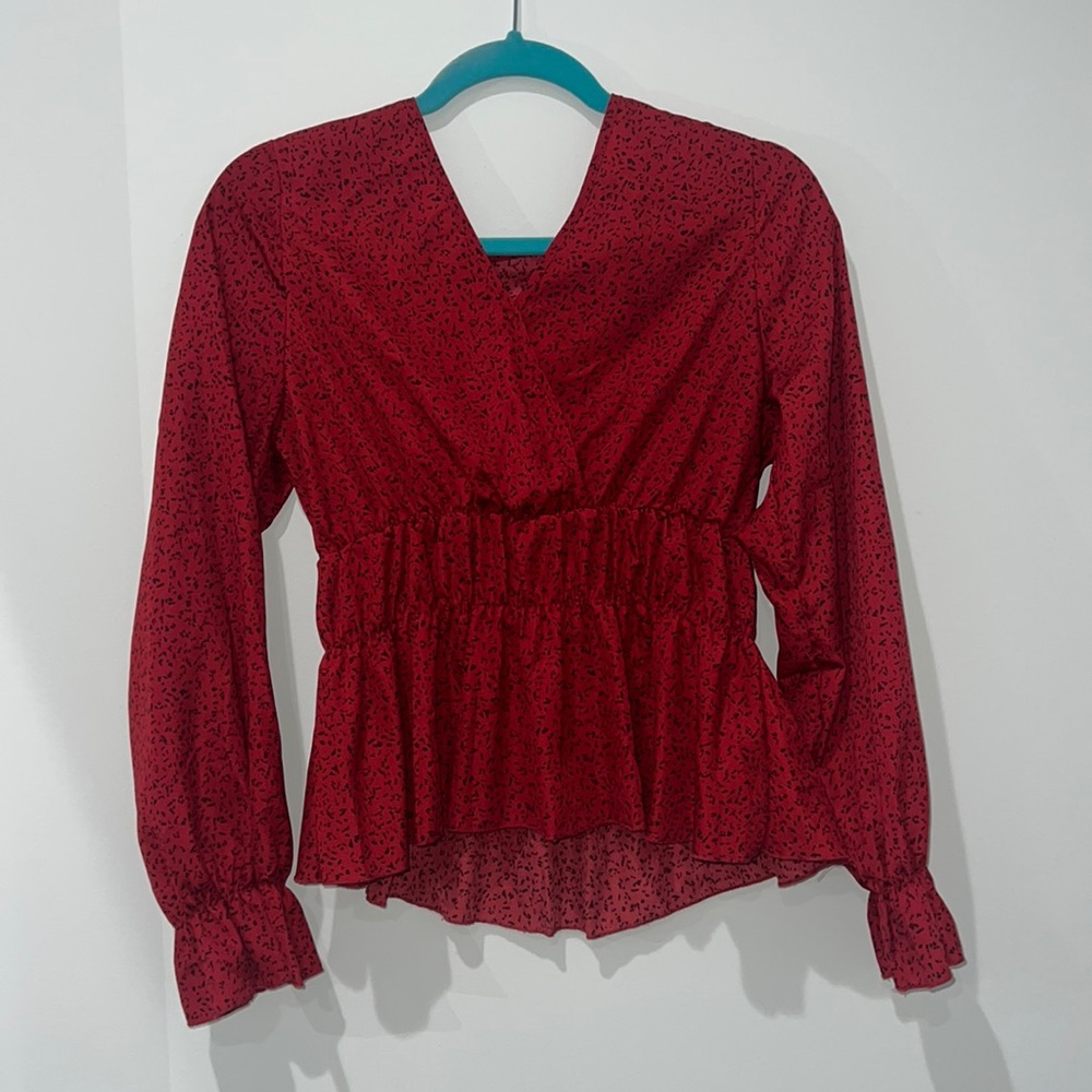 Red and Black Spotted Blouse